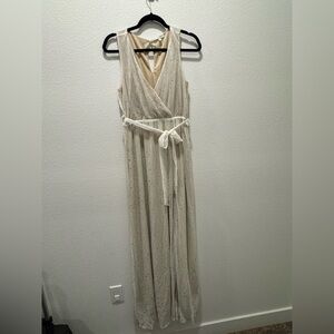 Baltic Born Cream and Gold Dot Full Length Dress